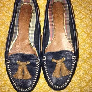 Sperry navy leather flats